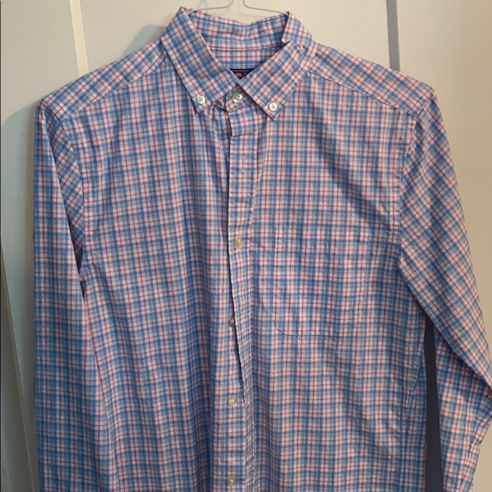 Vineyard Vines gingham classic fit button, XS!